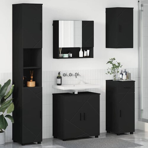  Set namje&scaron;taja za kupaonicu 5 kom. Crna 61 x 35 x 64 cm Cijene