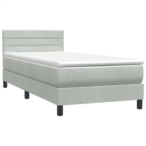 vidaXL Box Spring postelja z vzmetnico Svetlo siva 90x210 cm Velvet Cene