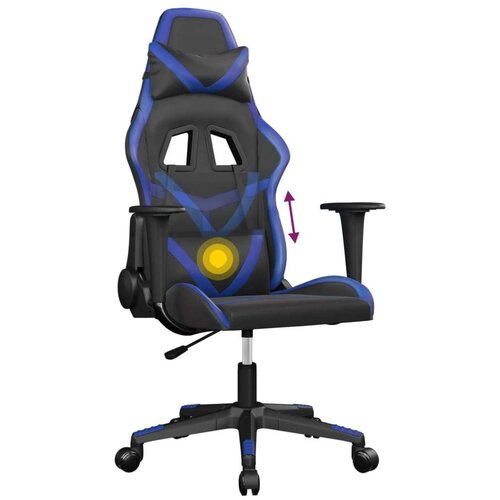  Masažni gaming stol črno in modra umetno usnje Slike