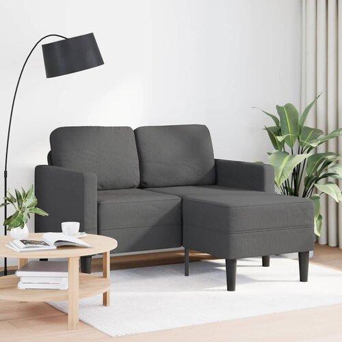  Dvosjed s ležaljkom u obliku slova L, tamno siva, 125 cm, lanena Slike