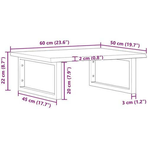  Zidna polica za Lavabo - Umivaonik od čelika i masivne hrastovine - Smeđa i bijela 60 x 50 x 2 cm 1 Pravokutno Slike
