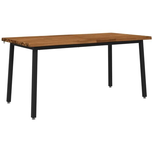 Stol za blagovanje s prirodnim rubom 140 x 90 x 75 cm Prirodna - Prirodna i crna 140 x 90 x 75 cm Živi rub Slike