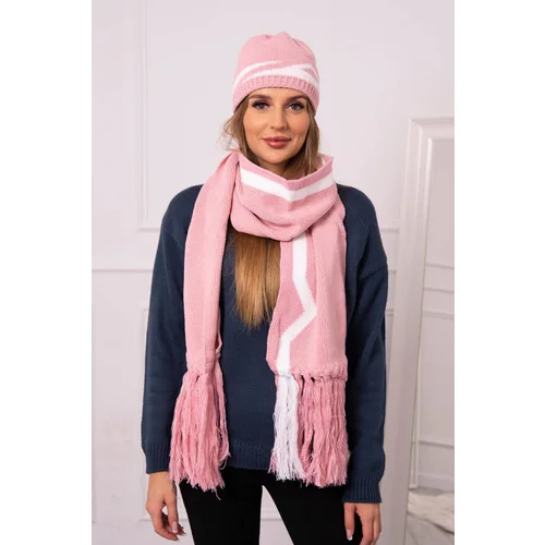 Kesi Women's set with scarf Jagna K356 powder pink