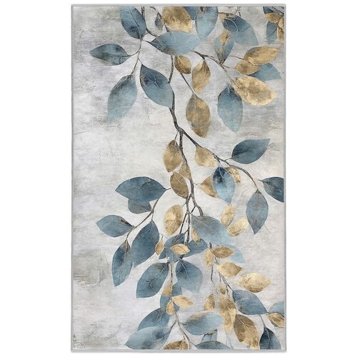 Mila Home svetlo modra/zlata pralna preproga 160x230 cm golden leaves – Cene