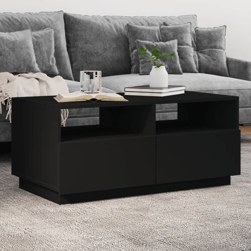 VidaXL Klubska mizica z LED lučkami črna 90x49x40 cm Slike