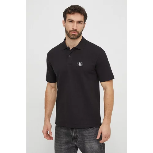 Calvin Klein Jeans Polo majica za muškarce, boja: crna, s aplikacijom