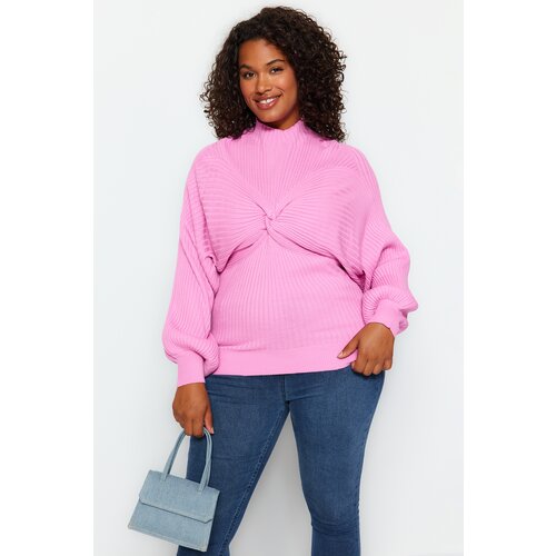 Trendyol Curve Pink Knot Detailed Knitwear Sweater Cene