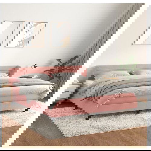 VidaXL Box spring postelja z vzmetnico roza 180x200 cm žamet Slike