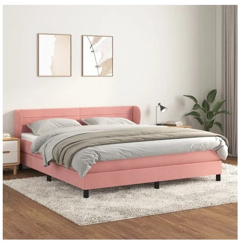 vidaXL Box spring postelja z vzmetnico roza 180x200 cm žamet