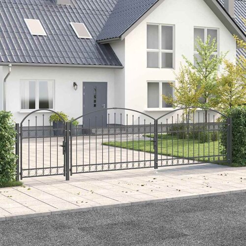  Vrata Ograde za Vrt s Arhivnim Vrh Assen Siva 500 x 75 cm Čelik Cijene