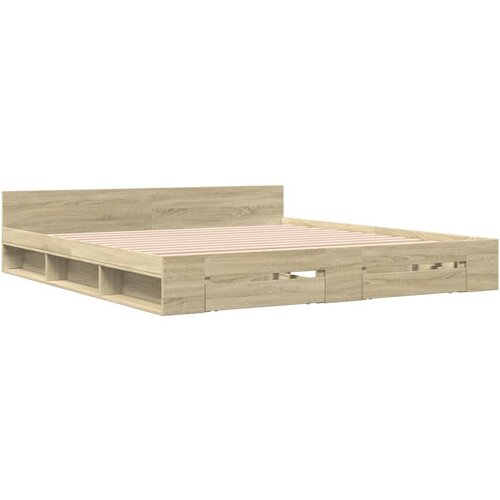 vidaXL posteljni okvir s predali sonoma hrast 180x200cm inženirski les, (21215873) Cene