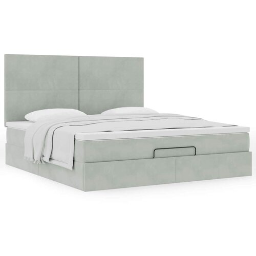 vidaXL Otomanski posteljni okvir z vzmetnicami siv 160x200 cm žamet Cene