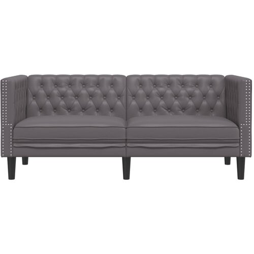  Fotelja Chesterfield 2-sjed Siva umjetna koža Slike