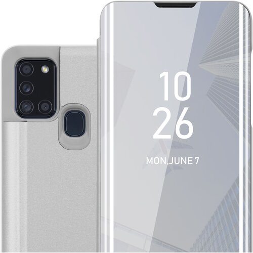 Cadorabo Ohišje, združljiv s Samsungom v Agate Silver - Clear View Zrcalo Zaščitni pokrov s funkcijo stojala 360 stopinj zaščita, (20571911) Cene