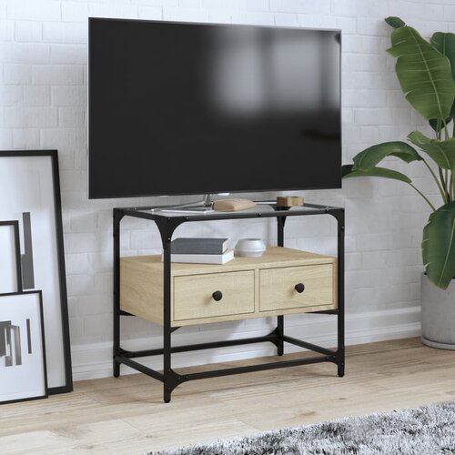 TV ormarić sa staklenom povr&scaron;inom boja hrasta 60x35x51 cm drvo Cijene