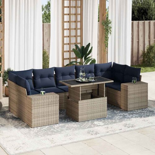 vidaXL 8-dijelni set vrtnih sofa od poliratana s jastucima sivi bagrem Cene