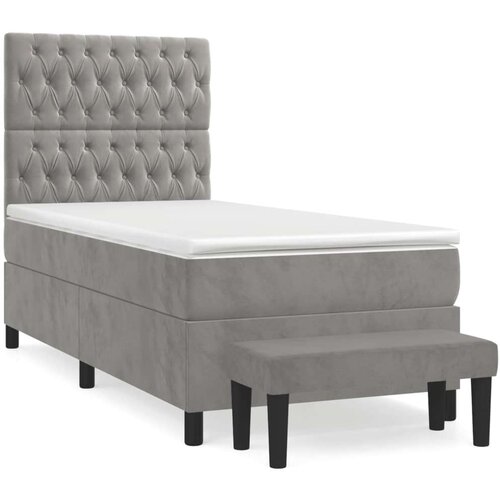 Box spring krevet s madracem svjetlosivi 100x200 cm bar&amp;scaron;unasti Slike