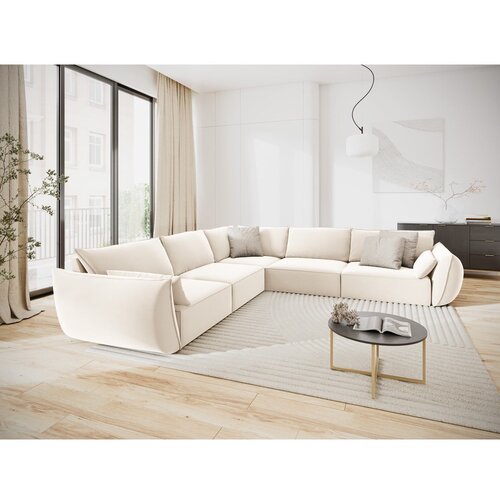 Mazzini Sofas Bež žametna kotna sedežna garnitura Vanda &amp;ndash; Slike