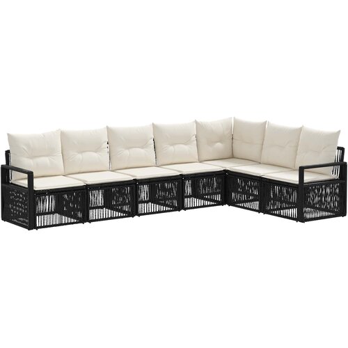 vidaXL Vrtna sedežna garnitura 7 pcs Črna poli ratan, (5000269927) Cene