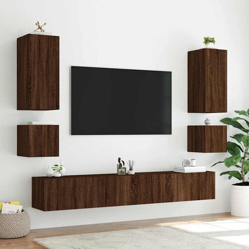  Zidni TV ormarić s LED svjetlima boja hrasta 40,5 x 35 x 40 cm Slike