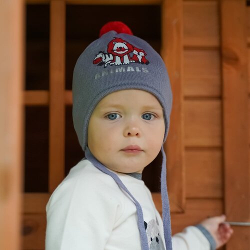 AGBO Boy's spring/ autumn hat grey Solo with pompom Cijene