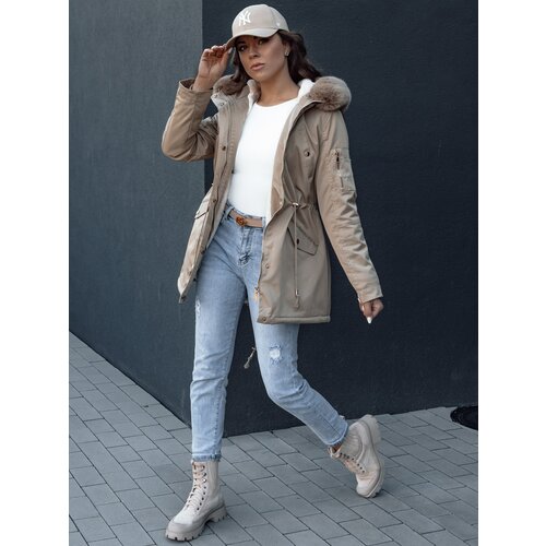 DStreet Women&amp;#039;s winter parka with fur ERISS beige Slike