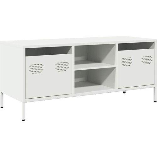 Maison Chic TV omarica - TV stojalo - Televizijska omarica bela 101,5x39x43,5 cm hladno valjano jeklo, (21699034) Slike