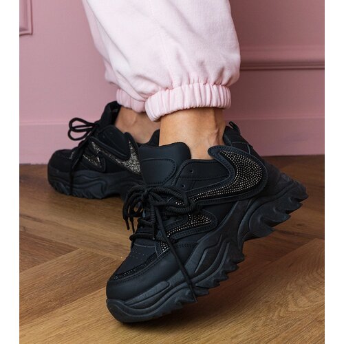 Gemre Black sneakers with chunky sole and rhinestones Albis Cene