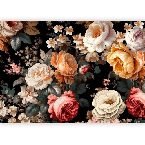 Foto tapeta - Colourful flowers on a black background 150x105 Cene