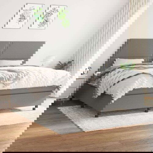  Box spring postelja z vzmetnico temno siva 180x200 cm blago, (20900224) Cene