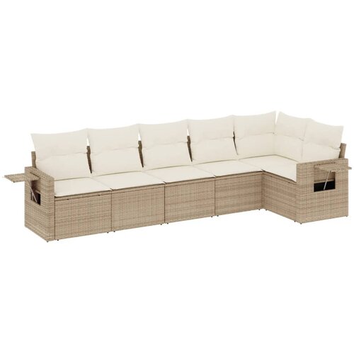  6-dijelni set vrtnih sofa s jastucima bež od poliratana 62 x 62 x 69 cm Slike
