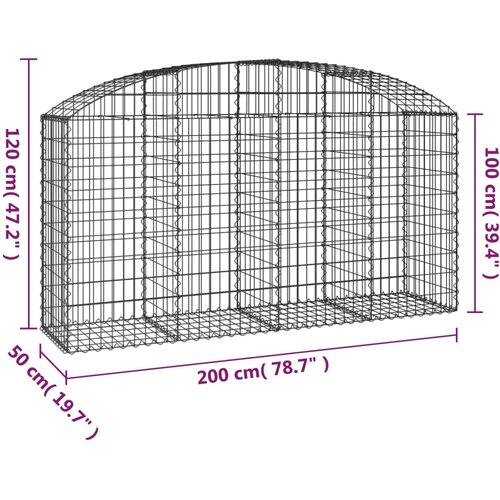  Gabionska ko&amp;scaron;ara s lukom 200x50x100/120 cm pocinčano željezo Slike