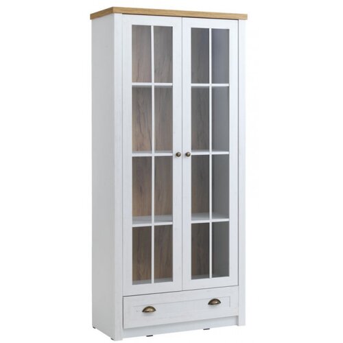  Vitrina Markskel 2 vrata bela/hrast ( 3699013 ) Cene
