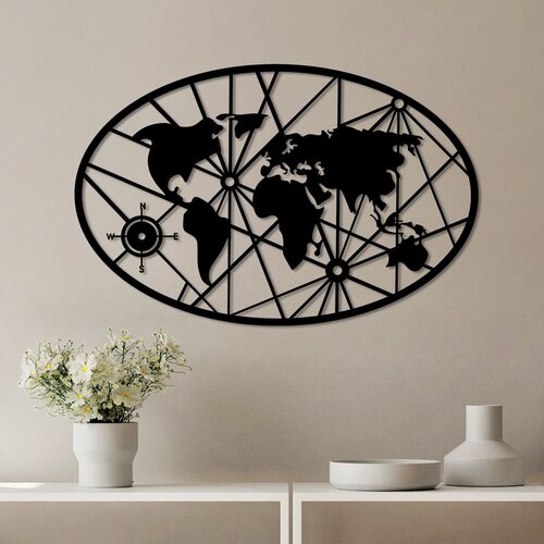 Wallity zidna dekoracija world map 8-L v2, 60 x 92 cm, crna Cene