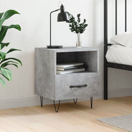 VidaXL Nočna omarica betonsko siva 40x35x47,5 cm inženirski les Slike
