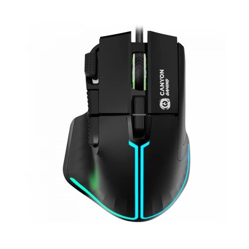 Canyon Fortnax GM-636, 9keys Gaming wired mouse,Sunplus 6662, DPI up to 20000, Huano 5million switch, RGB lighting effects, 1.65M braided cable, ABS material. size: 113*83*45mm, weight: 102g, Black Cene