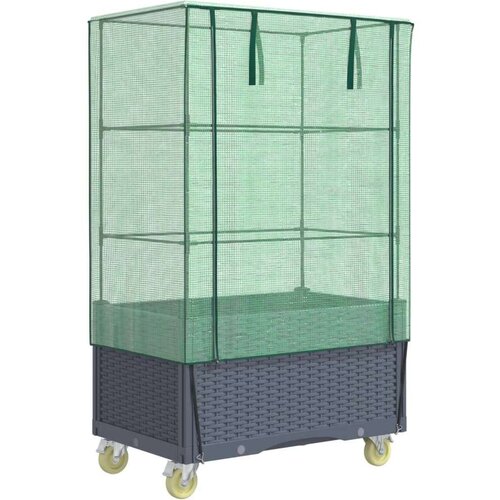 VidaXL Povi&amp;scaron;ena gredica s pokrovom i kotačima 80 x 50 x 182 cm Slike