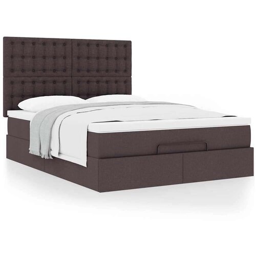 vidaXL Otomanski okvir kreveta s madraca tamnosmeđi 140x200cm tkanine Cijene