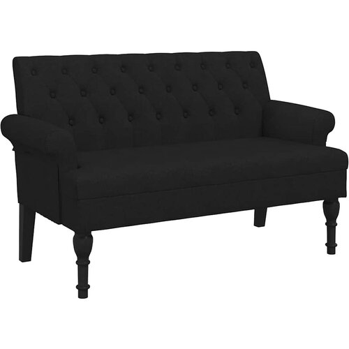  Klupa s naslonom crna 120x62x75,5 cm tkanina Slike