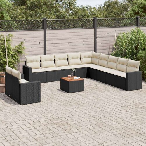 VidaXL 12-dijelni set vrtnih sofa od poliratana s jastucima crni Slike
