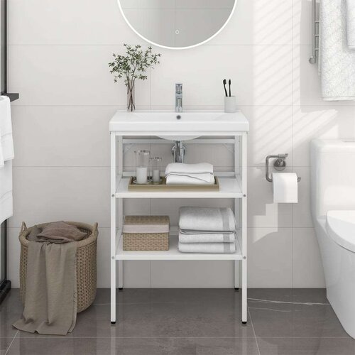 vidaXL Okvir za kupaonski umivaonik bijeli 59 x 38 x 83 cm željezni Cijene