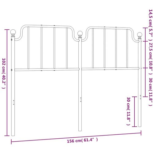  Metalno uzglavlje crno 150 cm Slike