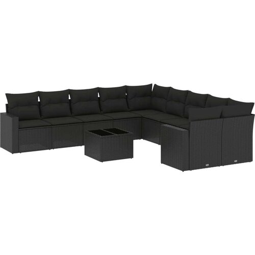 vidaXL 11-dijelni set vrtnih sofa od poliratana s jastucima crni Cijene