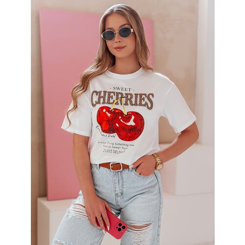DStreet T-shirt damskie oversize z wiśniami BLINKPOP biały Cene