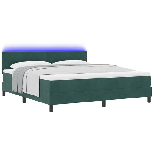 vidaXL Postelja s škatlastim pomikom z vzmetnico & LED Temno zelena 180x200 cm Žamet, (22083025) Cene