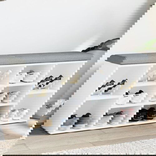 VidaXL Klupa za cipele bijela 102 x 32 x 50 cm od konstruiranog drva Slike