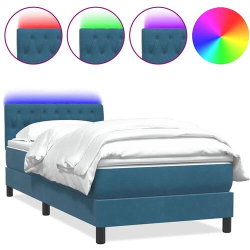 VidaXL Box spring postelja z vzmetnico temno modra 100x210 cm žamet, (22011603) Slike
