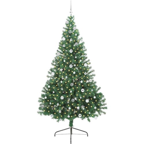 VidaXL Umjetno predsvijetljeno božićno drvce Zelena 240 cm PVC Slike