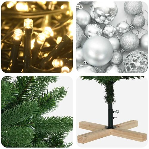  Umjetno božićno drvce s kuglicom 150 cm 150 LED lampica - 150 cm s LED-ima i srebrnim lopticama Slike