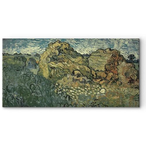  Slika - Vincent Van Gogh &amp;ndash; Field with Wheat Stacks 60x30 Na talijanskom platnu Slike